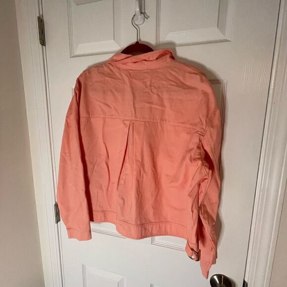 TREASURE & BOND Stand Collar Cotton Twill Jacket In Peach LARGE - Picture 3 of 5